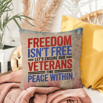 Freedom Isn't Free custom indoor outdoor pillow with patriotic tribute for veterans, Memorial Day, and PTSD awareness support