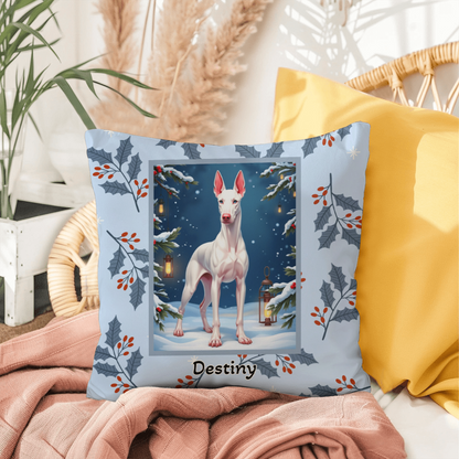 Doberman White Pillow - Winter Doberman throw pillow, cozy home accent, guardian dog seasonal decor