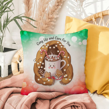 Cozy Up and Care for You Throw Pillow - Christmas self-care holiday comfort decorative pillow