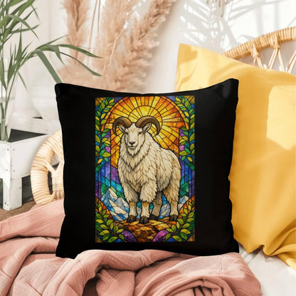 Shop our mountain goat stained glass style throw pillow featuring the 20" x 20" style option from MySisterIsASurvivor.