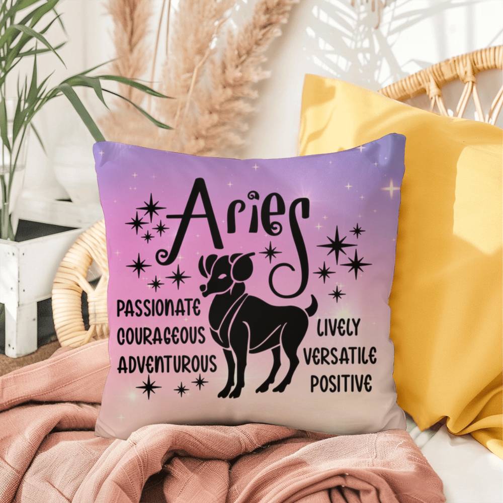 Aries Indoor/Outdoor Pillow – Zodiac Astrology Decor, Boho Accent for Home & Patio