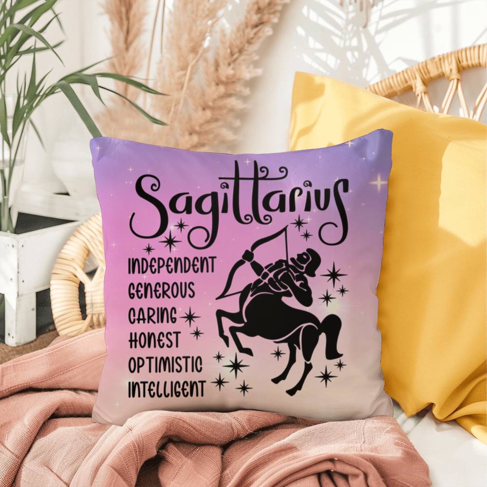 Sagittarius Indoor/Outdoor Pillow – Zodiac Astrology Decor, Boho Accent for Home & Patio