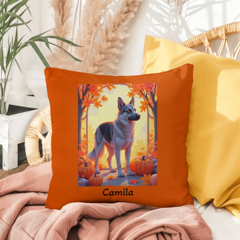 German Shepherd Black & Silver Coat Pillow, Custom Indoor Outdoor Dog Cushion for Dog Lovers