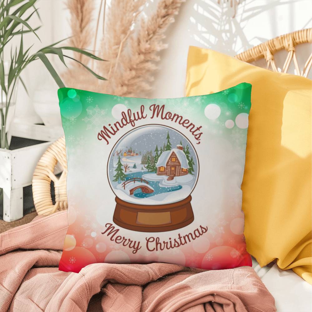 Mindful Moments, Merry Christmas Throw Pillow - Holiday mental health Christmas quote pillow