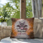 Halloween indoor/outdoor throw pillow with bats and “Batty About Self-Care” for mental health encouragement