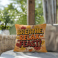 Breathe, Relax, Feast! pillow in fall colors with Thanksgiving mindfulness quote for cozy home spaces