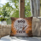 Halloween-themed indoor/outdoor throw pillow with “Boo Crew,” perfect for spooky home décor