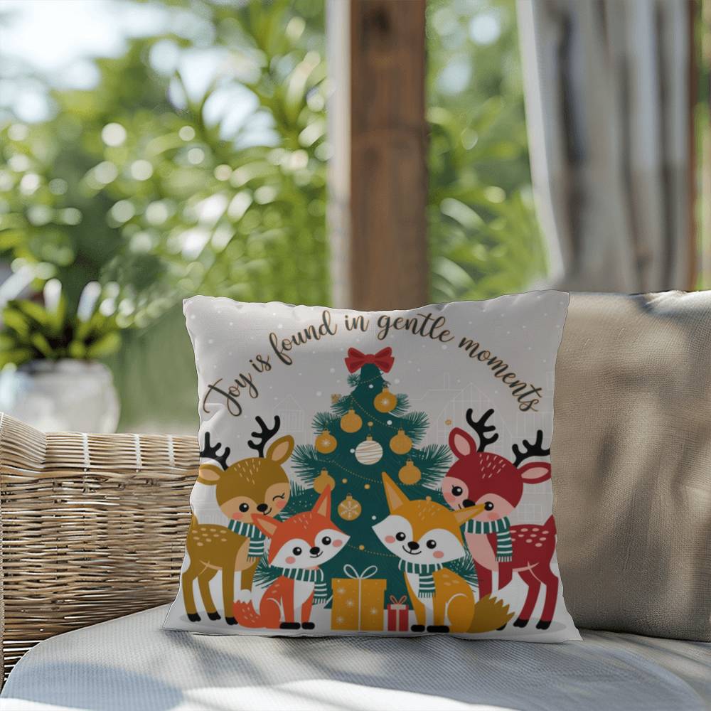 Joy Is Found in Gentle Moments Throw Pillow - Calm holiday décor for mindfulness and rest
