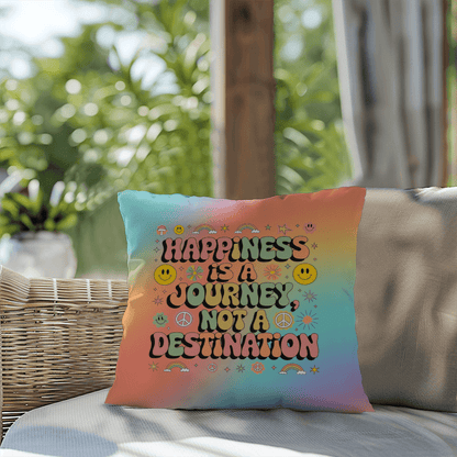 Happiness Is a Journey personalized indoor outdoor pillow mindful home decor - MySisterIsASurvivor