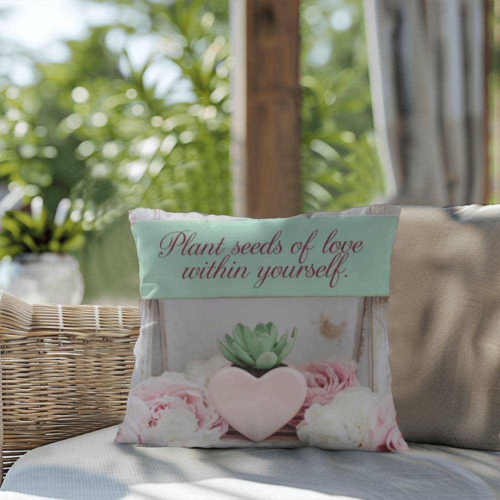 Plant Seeds Of Love Within Yourself: Indoor/Outdoor Pillow Self-Care for Relaxation, Mindfulness & Emotional Wellness