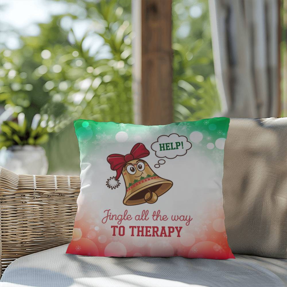 Jingle All the Way to Therapy Throw Pillow - Christmas humor mental health home décor pillow