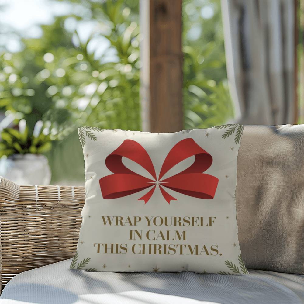 Wrap Yourself in Calm This Christmas Throw Pillow - Peaceful holiday décor for mindfulness