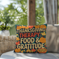 Thanksgiving Therapy: Food & Gratitude throw pillow with mindfulness quote and cozy fall décor