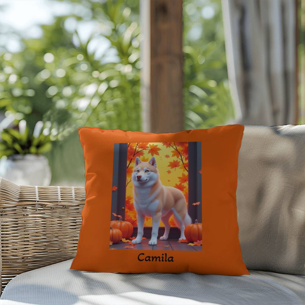 Siberian Husky Light Red Coat (Amber Eyes) Pillow, Indoor Outdoor Dog Cushion, Cozy Accent Gift