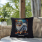 Pomeranian (Blue Merle) Indoor/Outdoor Pillow - Personalized Stained Glass Dog Tribute & Comfort Gift