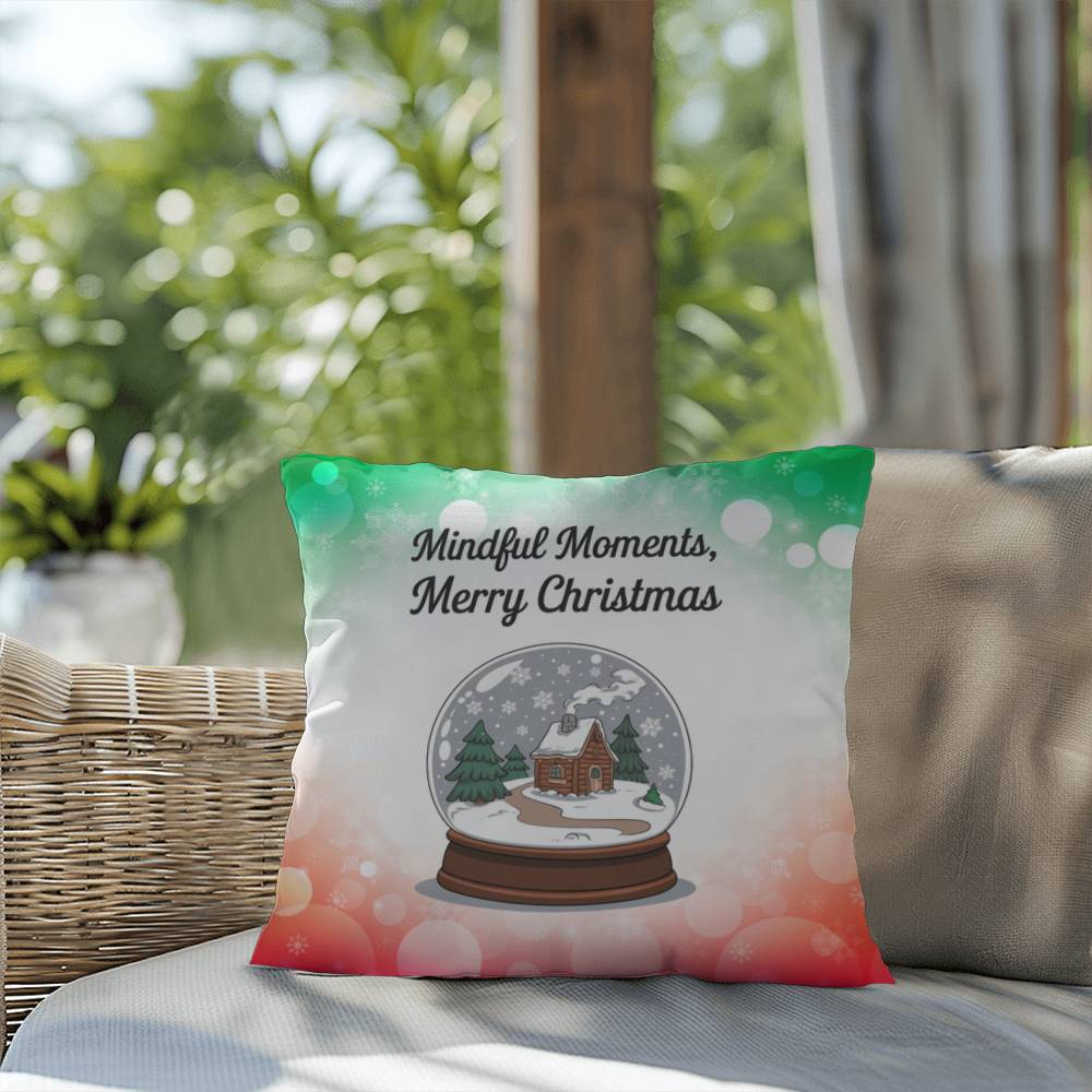 Mindful Moments, Merry Holidays Throw Pillow - Christmas wellness mental health decorative pillow