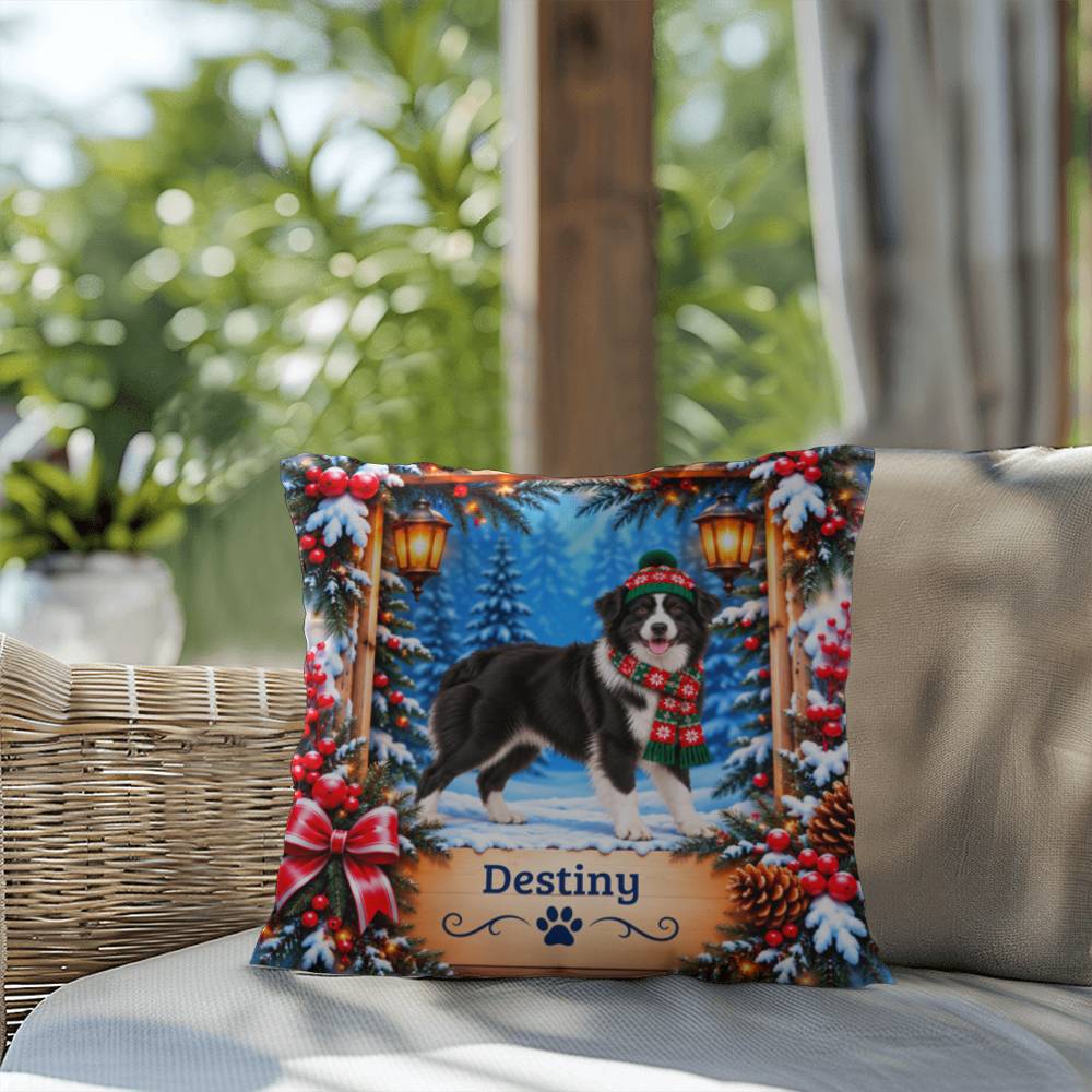 Australian Shepherd (Black & White Bi Coat) - Personalized Winter Pillow, Gift for Aussie Owners