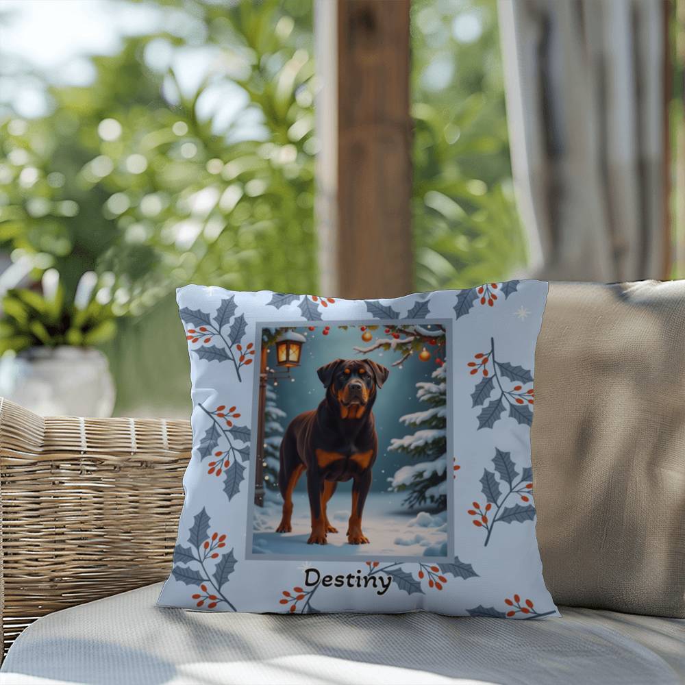 Rottweiler Chocolate Pillow - Festive Rottweiler throw pillow, winter dog home decor, cozy accent