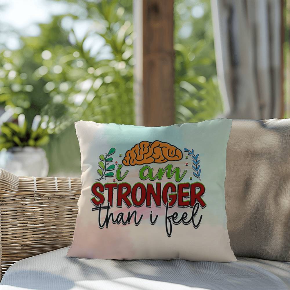 I Am Stronger Than I Feel: Indoor/Outdoor Pillow for Wellness, Style & Stress Relief