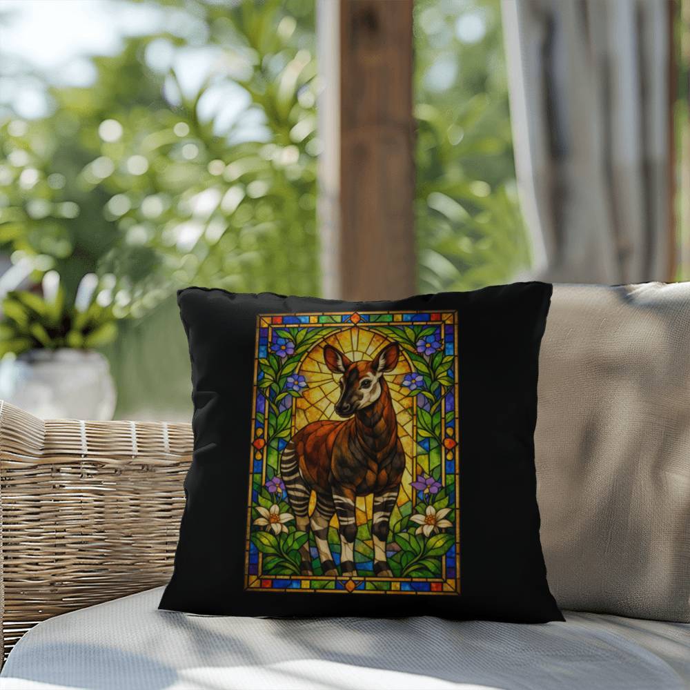 Shop our premium okapi stained glass style throw pillow from MySisterIsASurvivor.