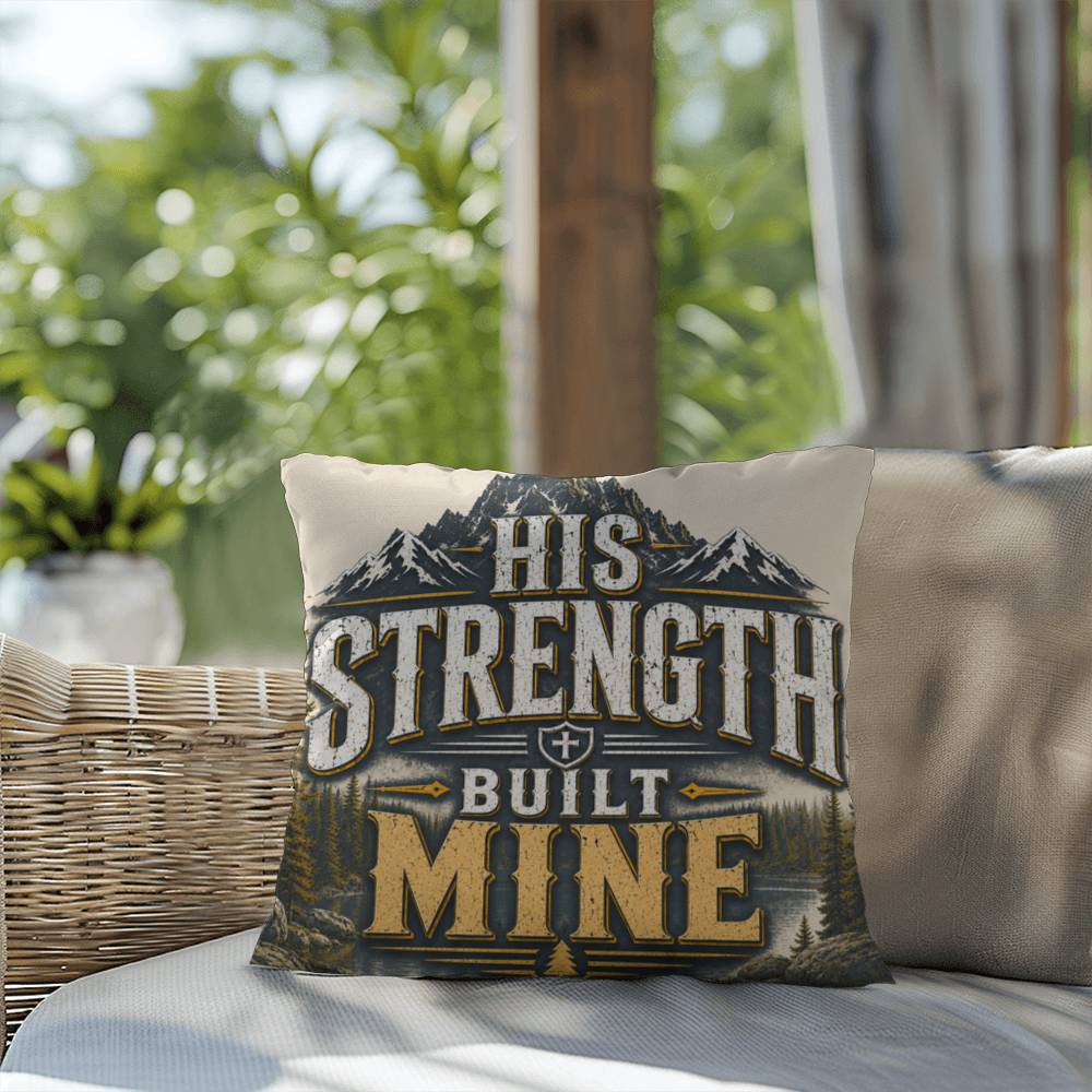Shop our premium his strength built mine throw pillow from MySisterIsASurvivor.