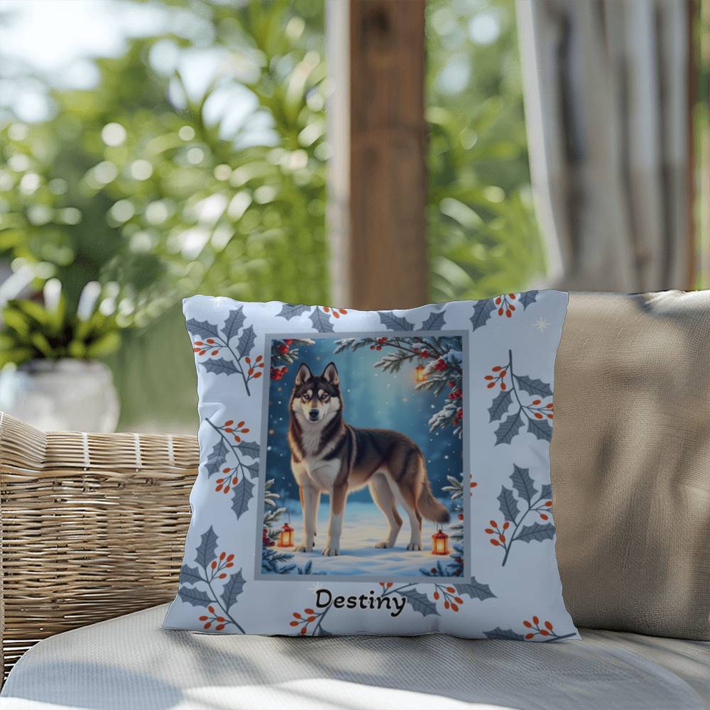 Husky Agouti & White Pillow - Arctic Husky throw pillow, cozy winter dog decor, personalized accent