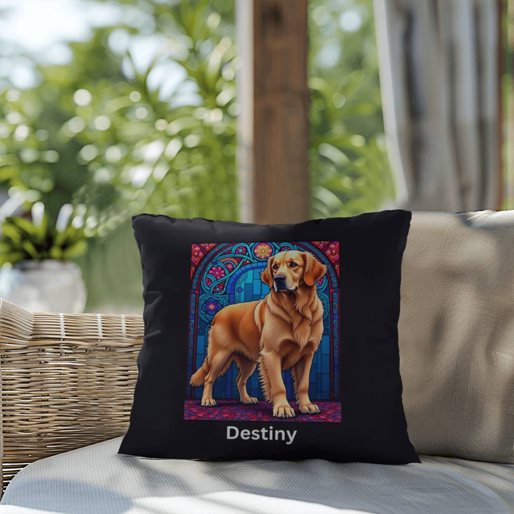 Light Golden Retriever personalized indoor/outdoor pillow, dog lover home or patio throw