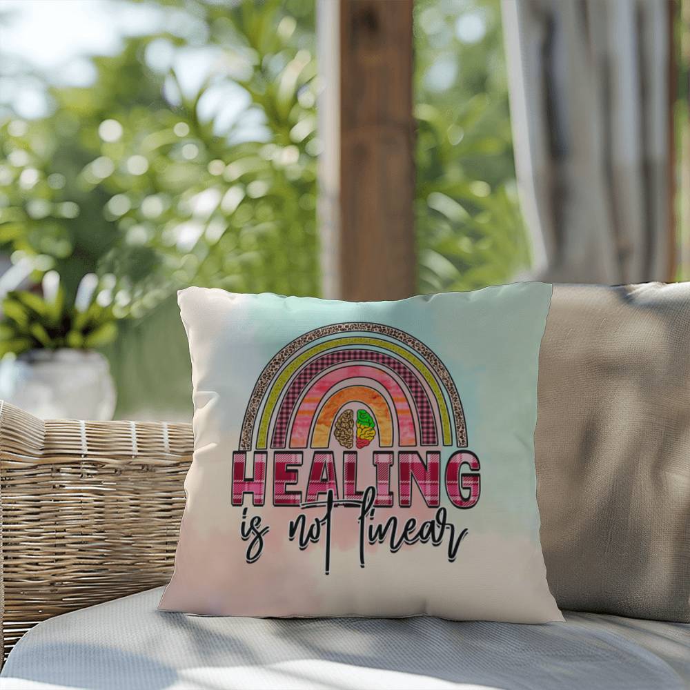 Healing Is Not Linear: Indoor/Outdoor Pillow for Wellness, Style & Stress Relief