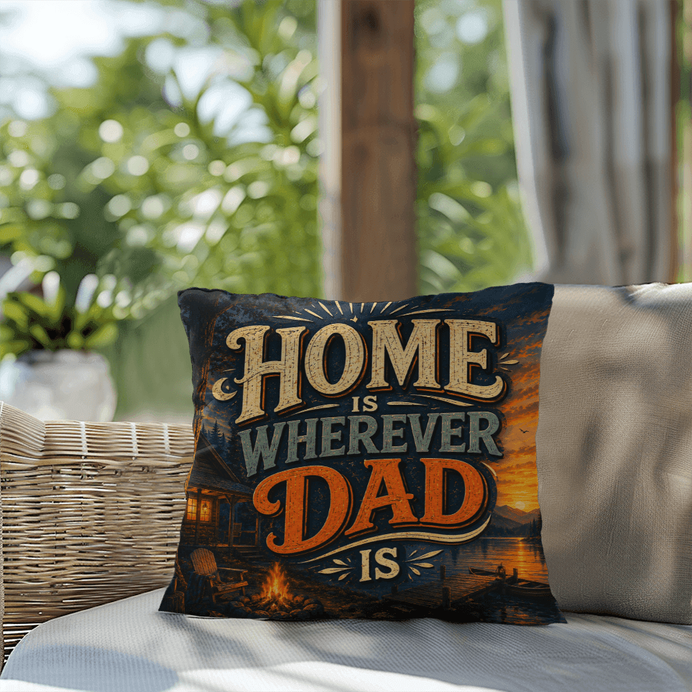 Shop our premium home is wherever dad is throw pillow from MySisterIsASurvivor.