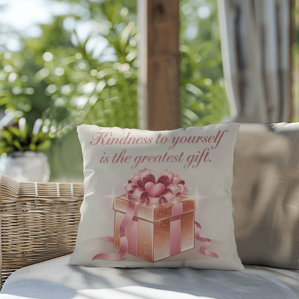 Kindness To Yourself Is The Greatest Gift: Indoor/Outdoor Pillow Self-Care for Relaxation, Mindfulness & Emotional Wellness