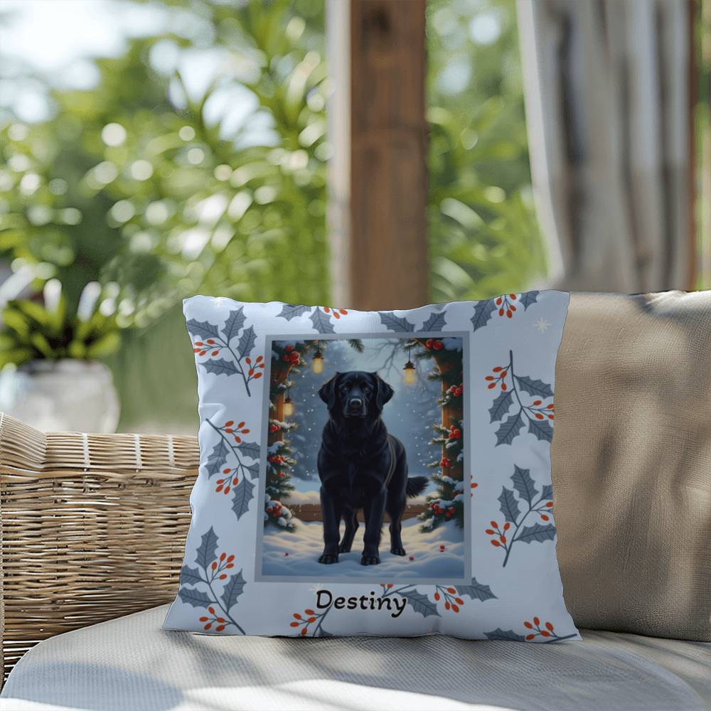Golden Retriever Black Pillow - Holiday Golden Retriever pillow, indoor winter dog throw, cozy accent
