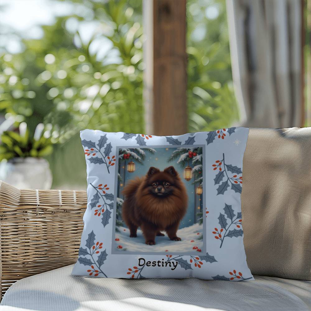 Pomeranian Chocolate Pillow - Cozy Pom throw pillow, winter indoor dog decor, personalized accent