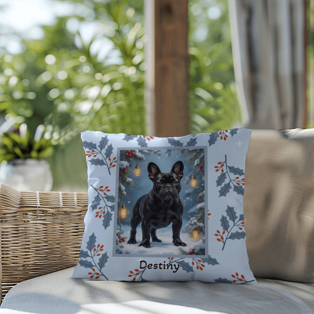 French Bulldog Black Pillow - Cute Frenchie throw pillow, winter dog home decor, personalized accent