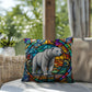 Polar Bear stained glass throw pillow, Arctic wildlife decor, indoor outdoor home accent