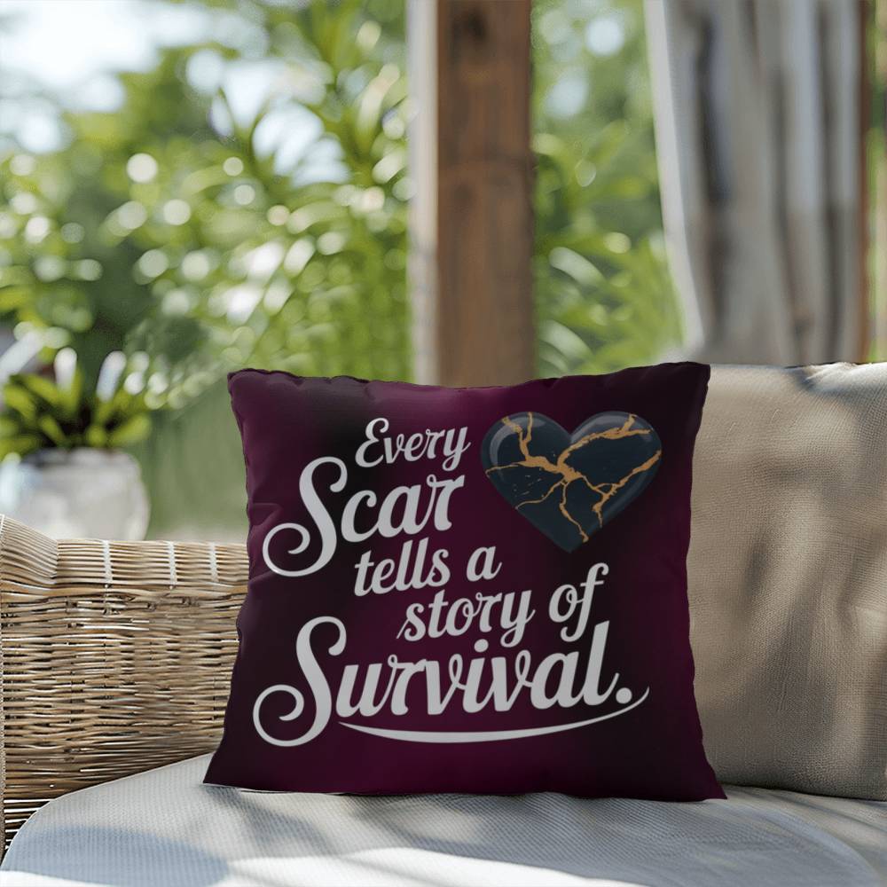 Every Scar Tells A Story Of Survival: Indoor/Outdoor Pillow Self-Care for Relaxation, Mindfulness & Emotional Wellness