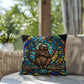 Sloth stained glass throw pillow, jungle animal decor, indoor outdoor cozy home accent