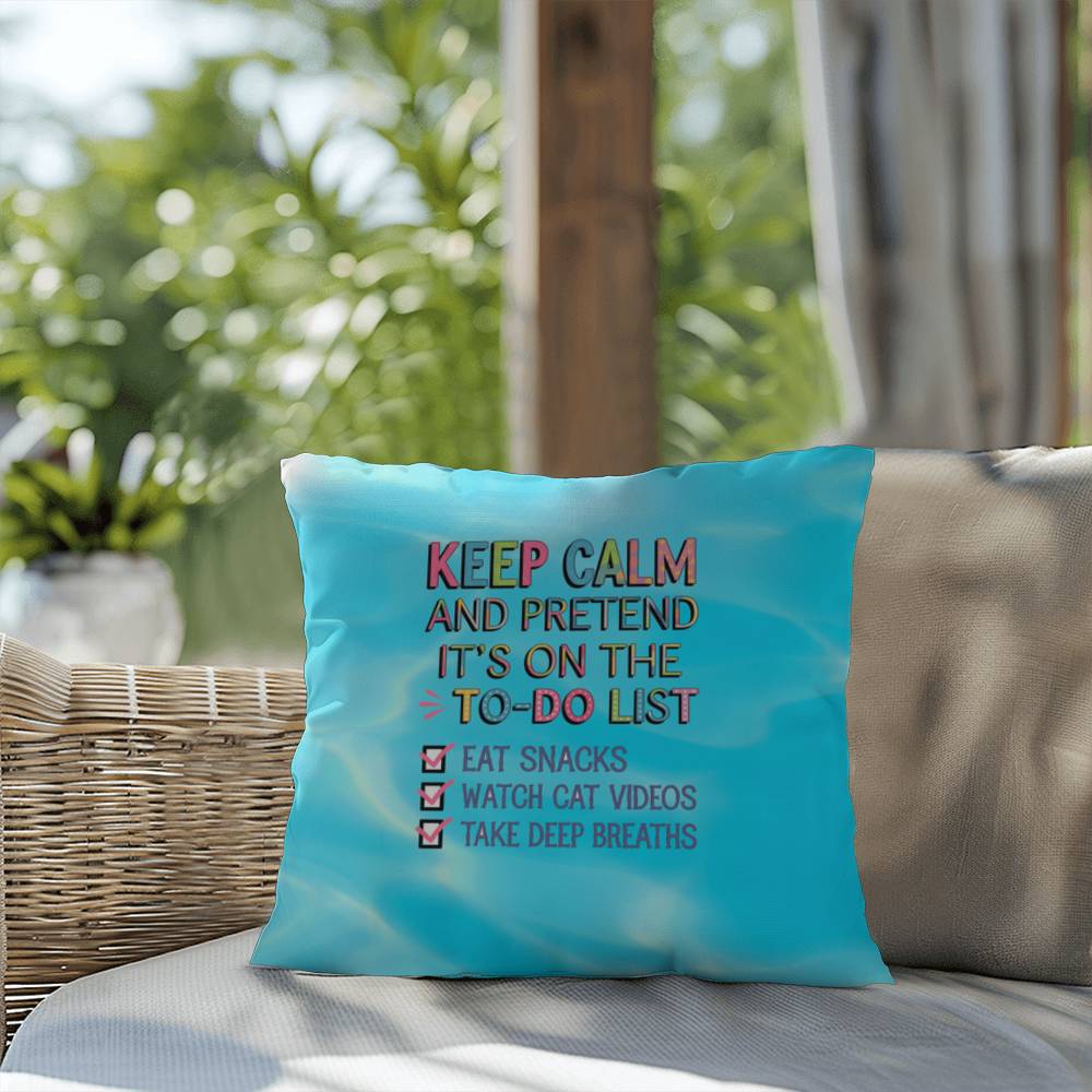 "Keep Calm And Pretend It's On The To-Do List" funny mental health mug, ceramic cup with affirmations for anxiety relief.