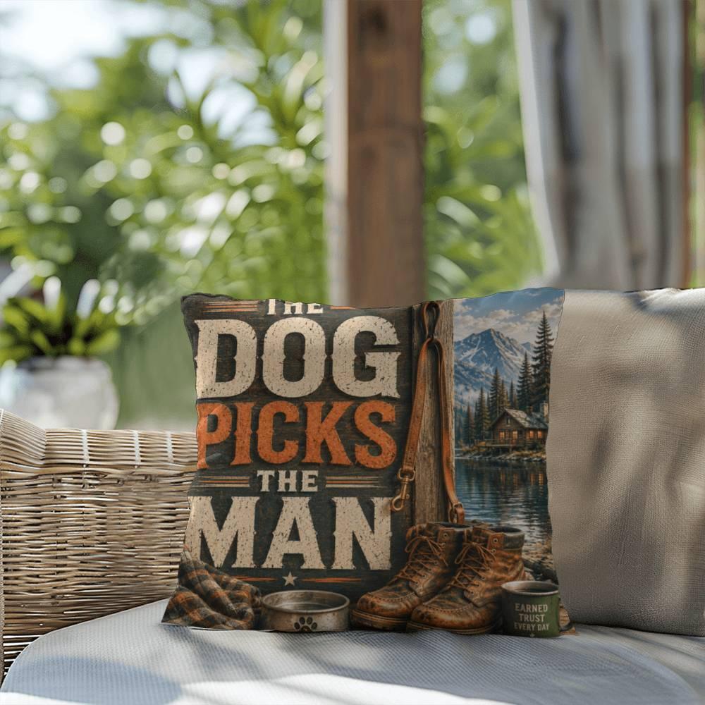 Shop our premium the dog picks the man throw pillow from MySisterIsASurvivor.