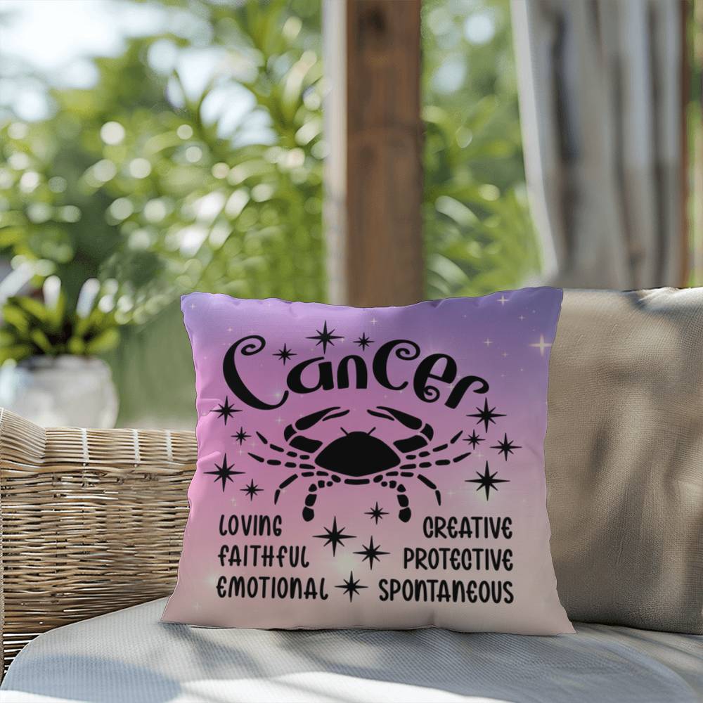 Cancer Indoor/Outdoor Pillow – Zodiac Astrology Decor, Boho Accent for Home & Patio