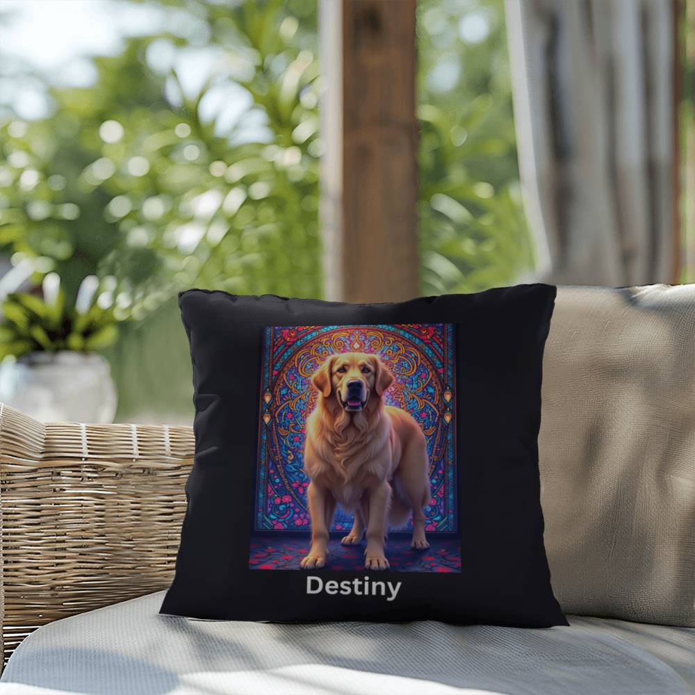 Light Cream Golden Retriever indoor/outdoor pillow, custom dog lover throw pillow for home