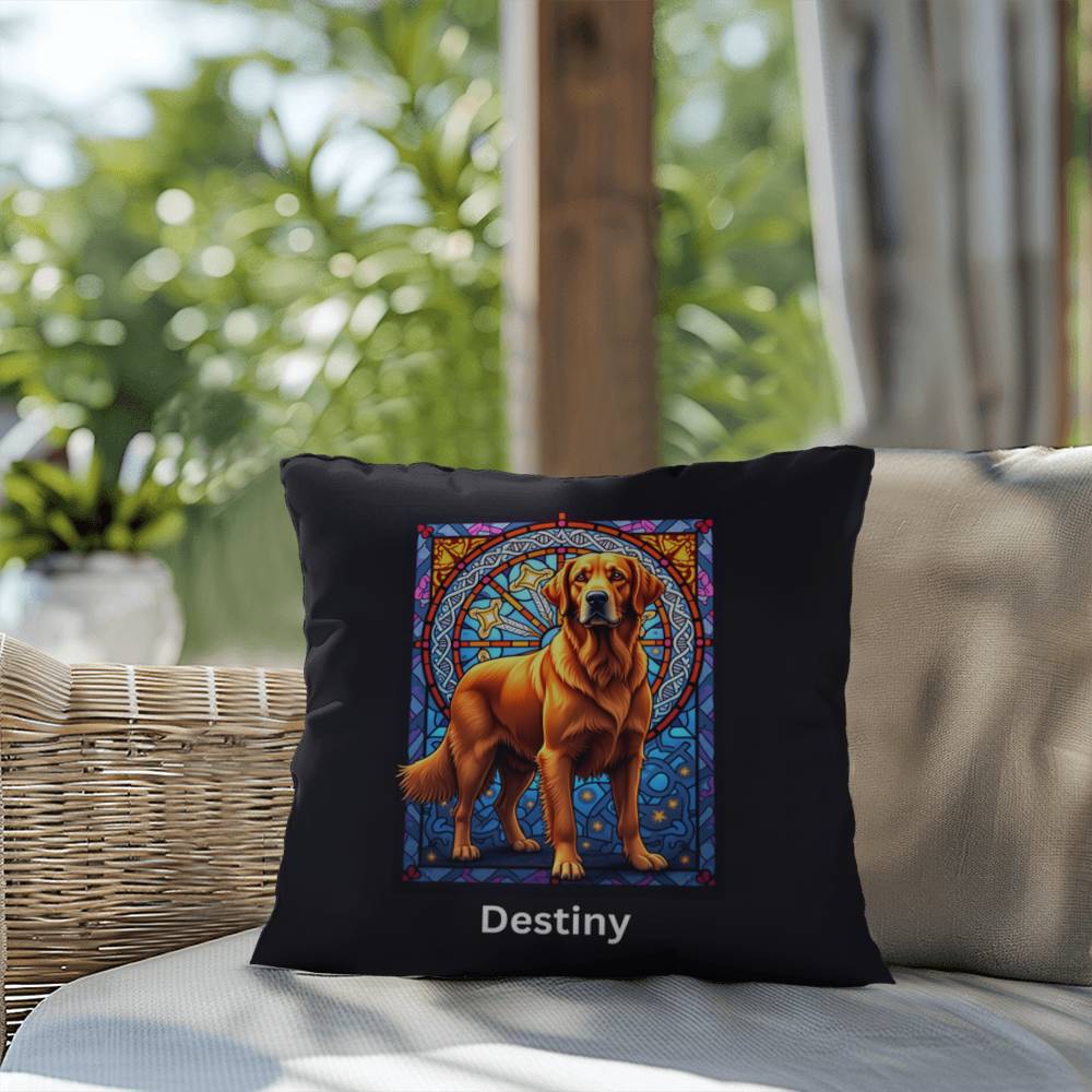 Red Golden Retriever indoor/outdoor pillow, custom dog lover throw pillow gift for pet parents