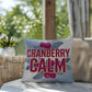 Cranberry Calm throw pillow with peaceful mindfulness quote and seasonal fall home décor accent