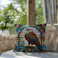 Eagle stained glass throw pillow, birds of prey wildlife decor, indoor outdoor home accent