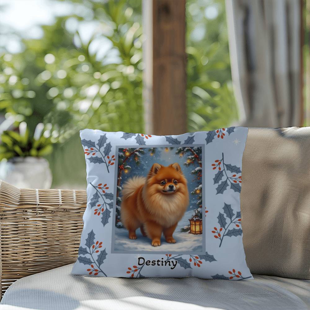 Pomeranian Orange Pillow - Festive Pom throw pillow, holiday dog pillow, cozy home accent