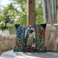 Penguin stained glass throw pillow, Arctic wildlife decor, indoor outdoor accent pillow
