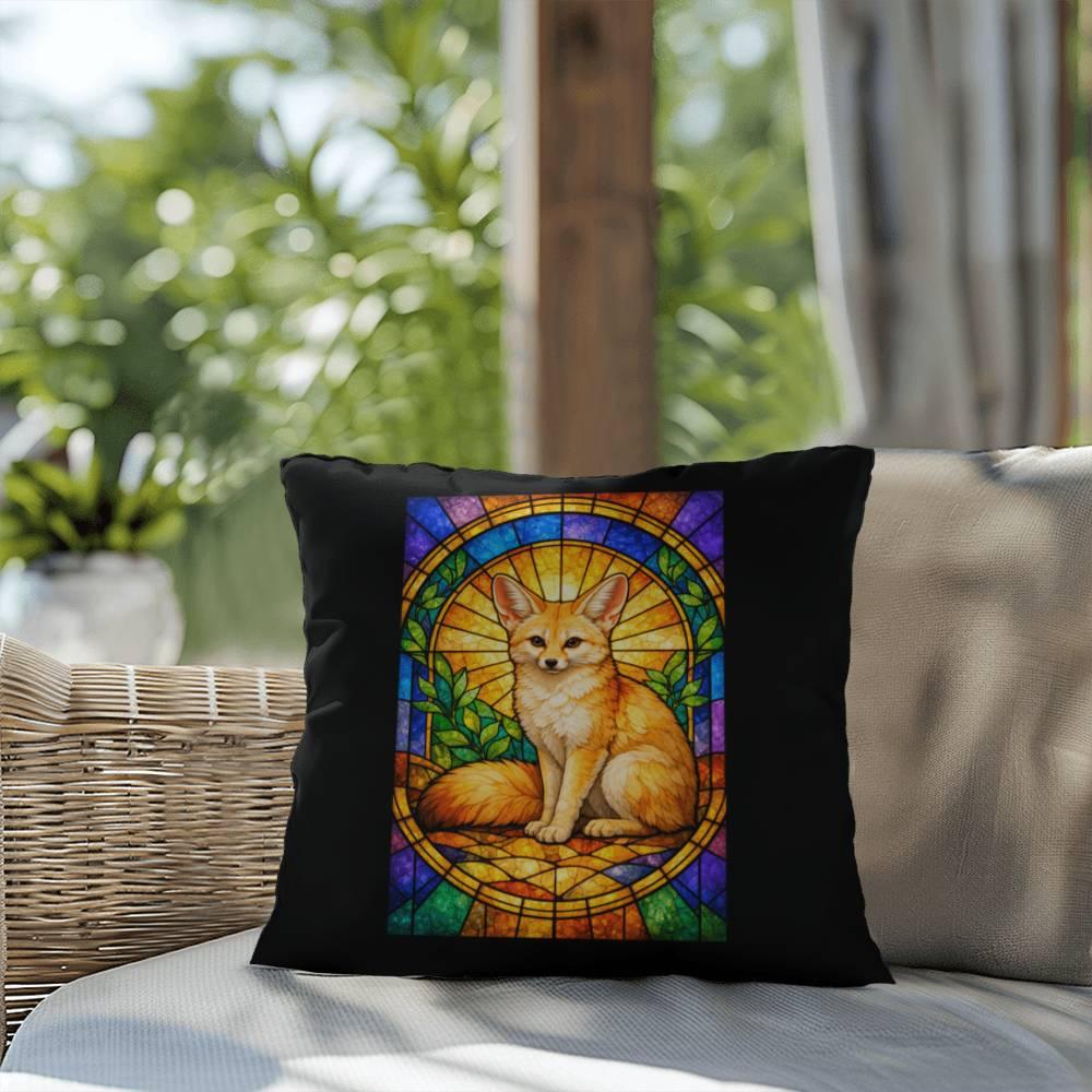 Shop our premium fennec fox stained glass style throw pillow from MySisterIsASurvivor.