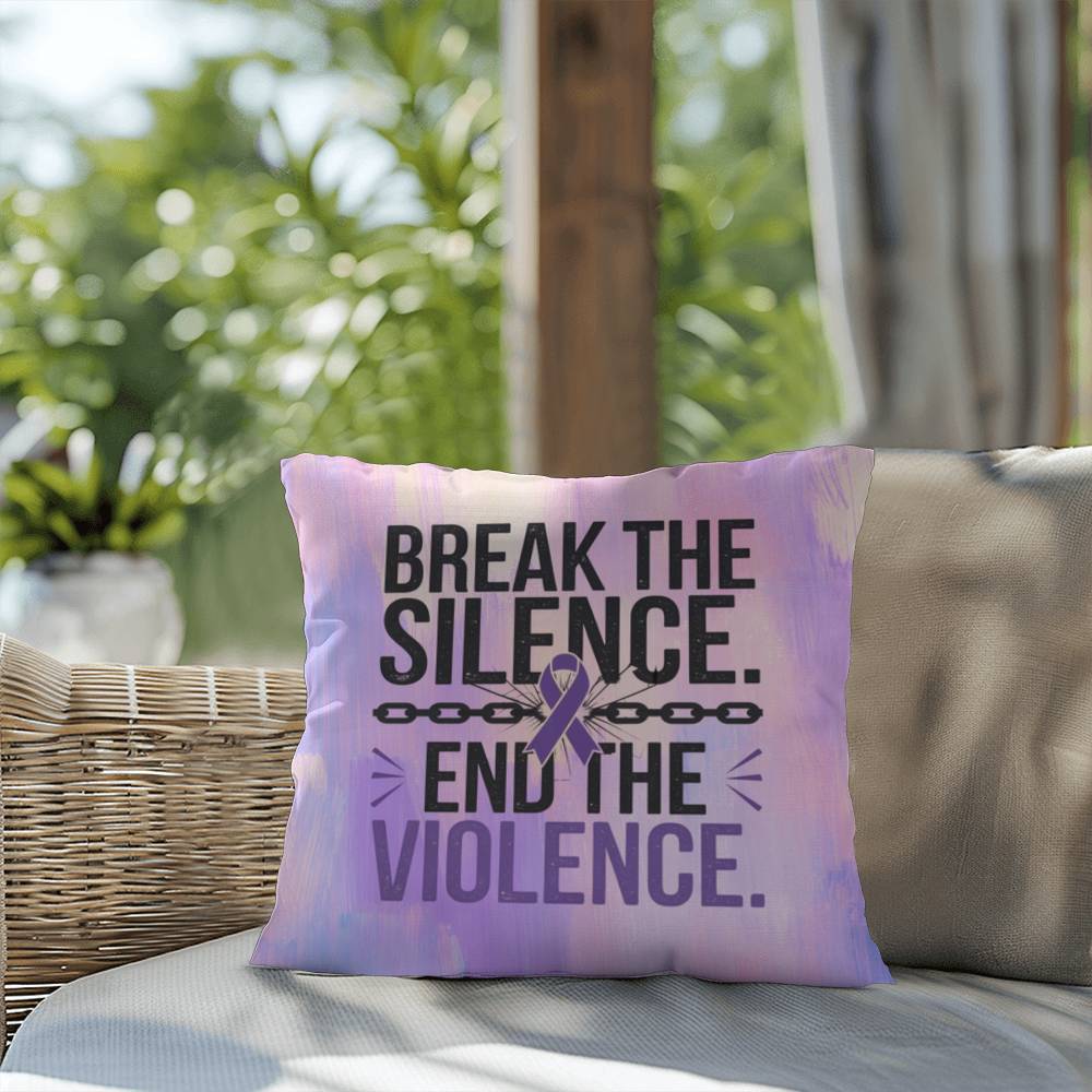Rise & Reclaim Indoor/Outdoor Pillow – Break the Silence, End Violence