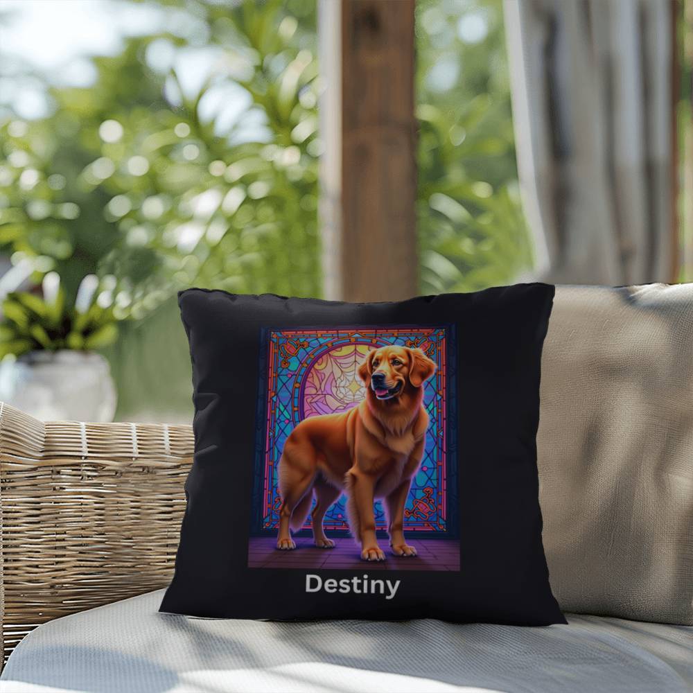 Dark Golden Retriever personalized indoor/outdoor pillow, dog lover home decor gift idea