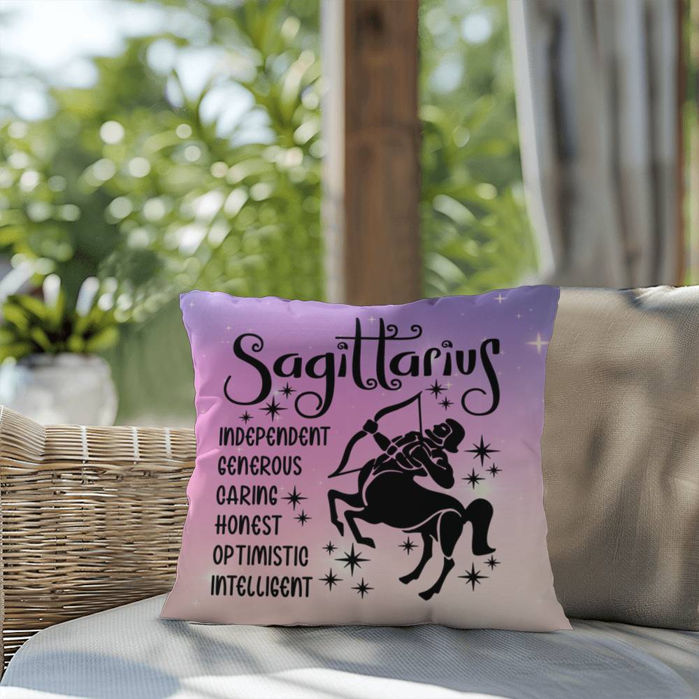Sagittarius Indoor/Outdoor Pillow – Zodiac Astrology Decor, Boho Accent for Home & Patio