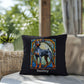 Doberman Pinscher (Blue & Rust) Indoor/Outdoor Pillow - Personalized Stained Glass Dog Tribute & Comfort Gift